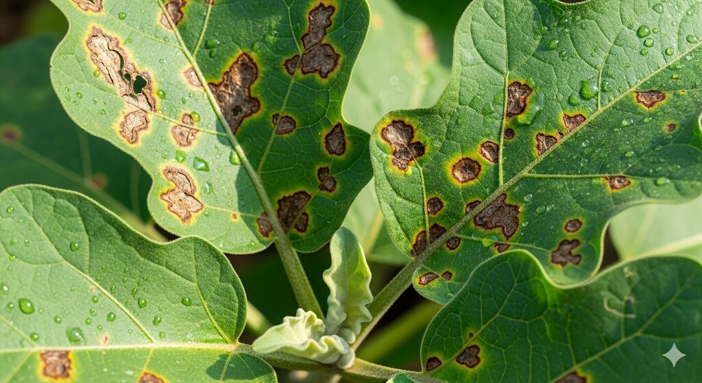 ナスの葉が茶色くなる症状