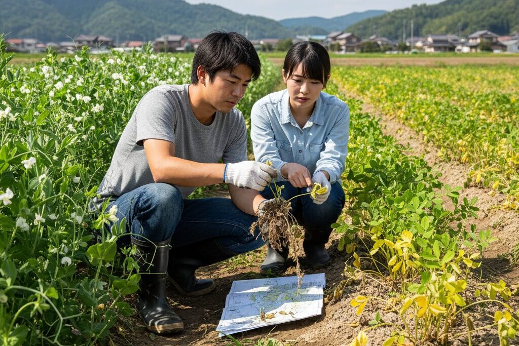 落花生とエンドウの連作における影響